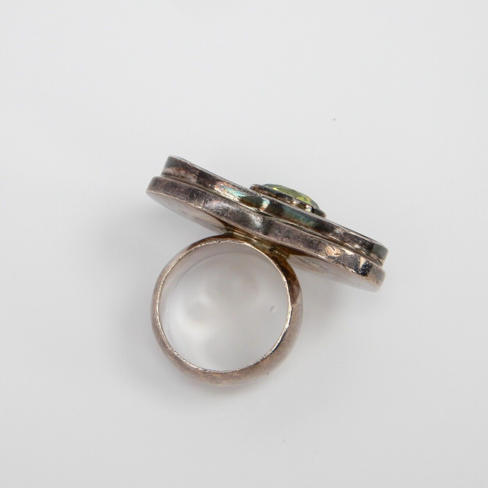 Sterling Silver Green Peridot Ring Size 5.5, 33mm x 19mm, 21g Large Door Knocker