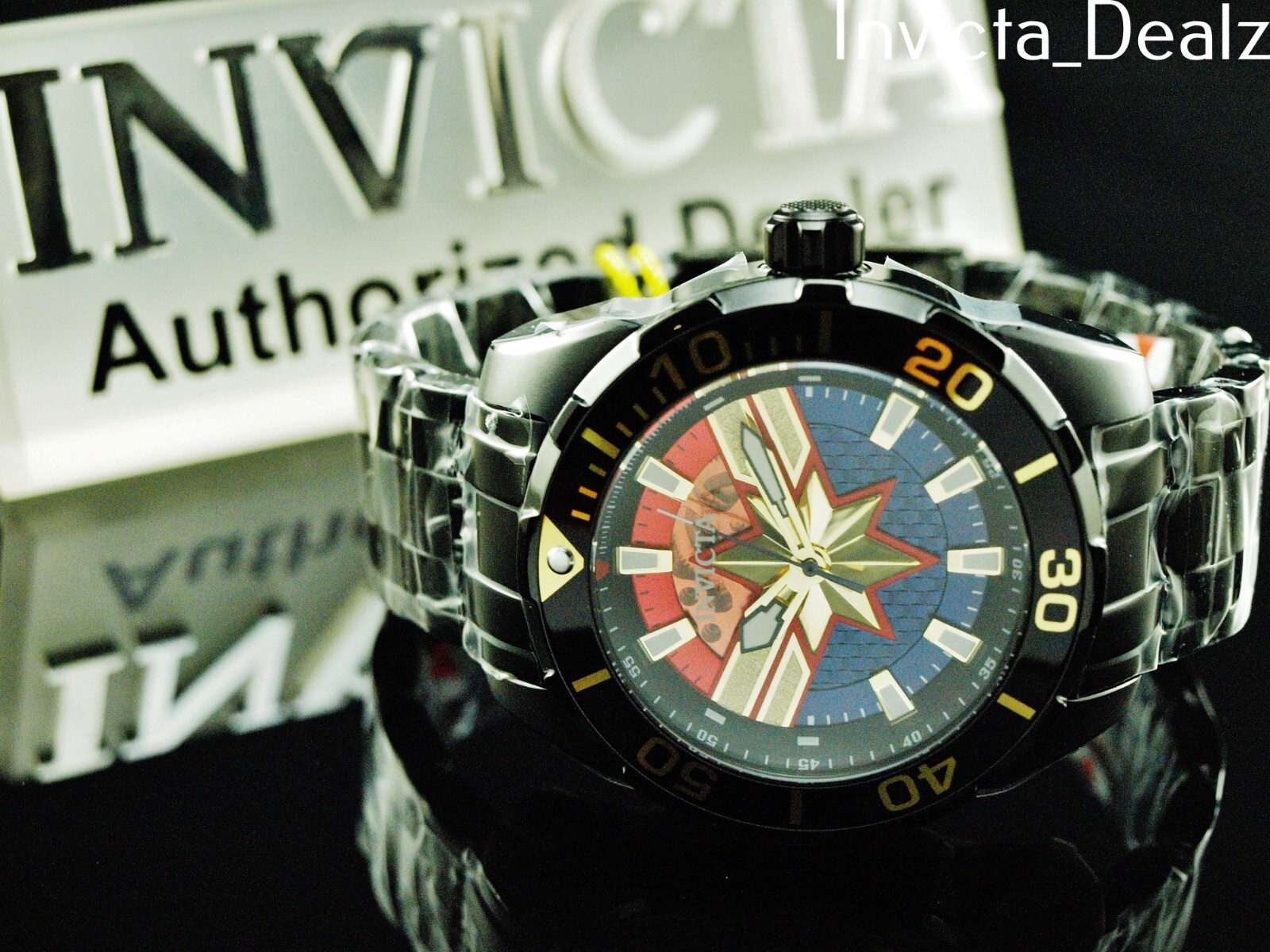 Invicta Men 52mm Limited Edition BOLT CAPTAIN MARVEL Automatic Black SS Watch