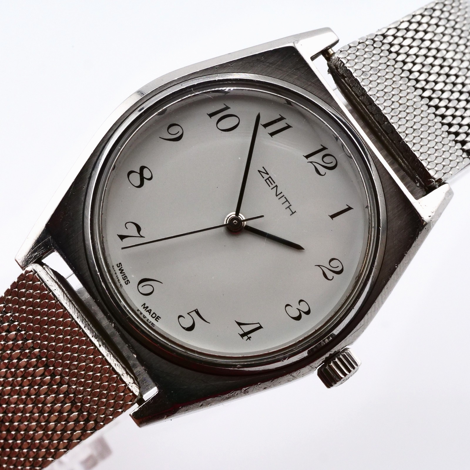 Zenith 01.1670.360 Steel White Dial Manual Wind Vintage Watch 1970s works well