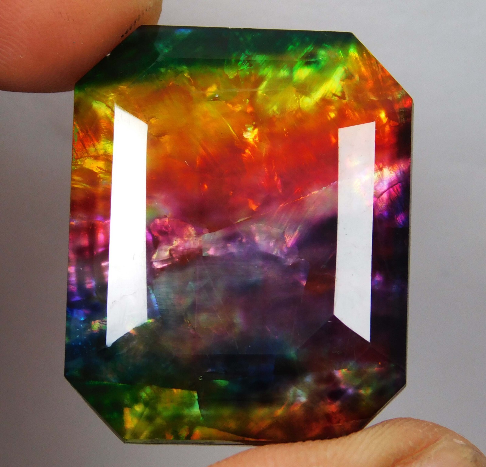 53.00 Ct Natural Ammolite Emerald Opal -Like Organic Doublet Rare Loose Gems