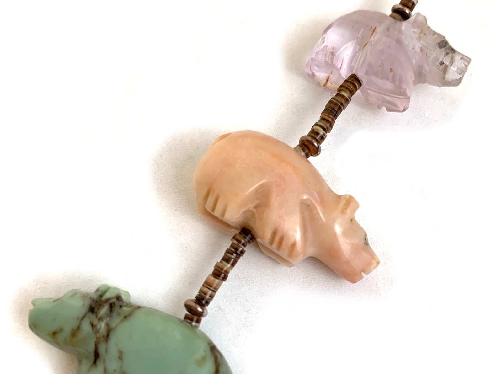 Zuni Fetish Necklace w/ Large Bears by Debra Gasper, Ray Tsethlikai / Multistone