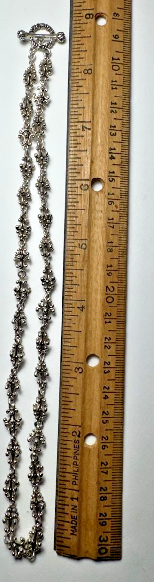 Sterling Silver 925 Indonesia Filigree Scroll Link Necklace