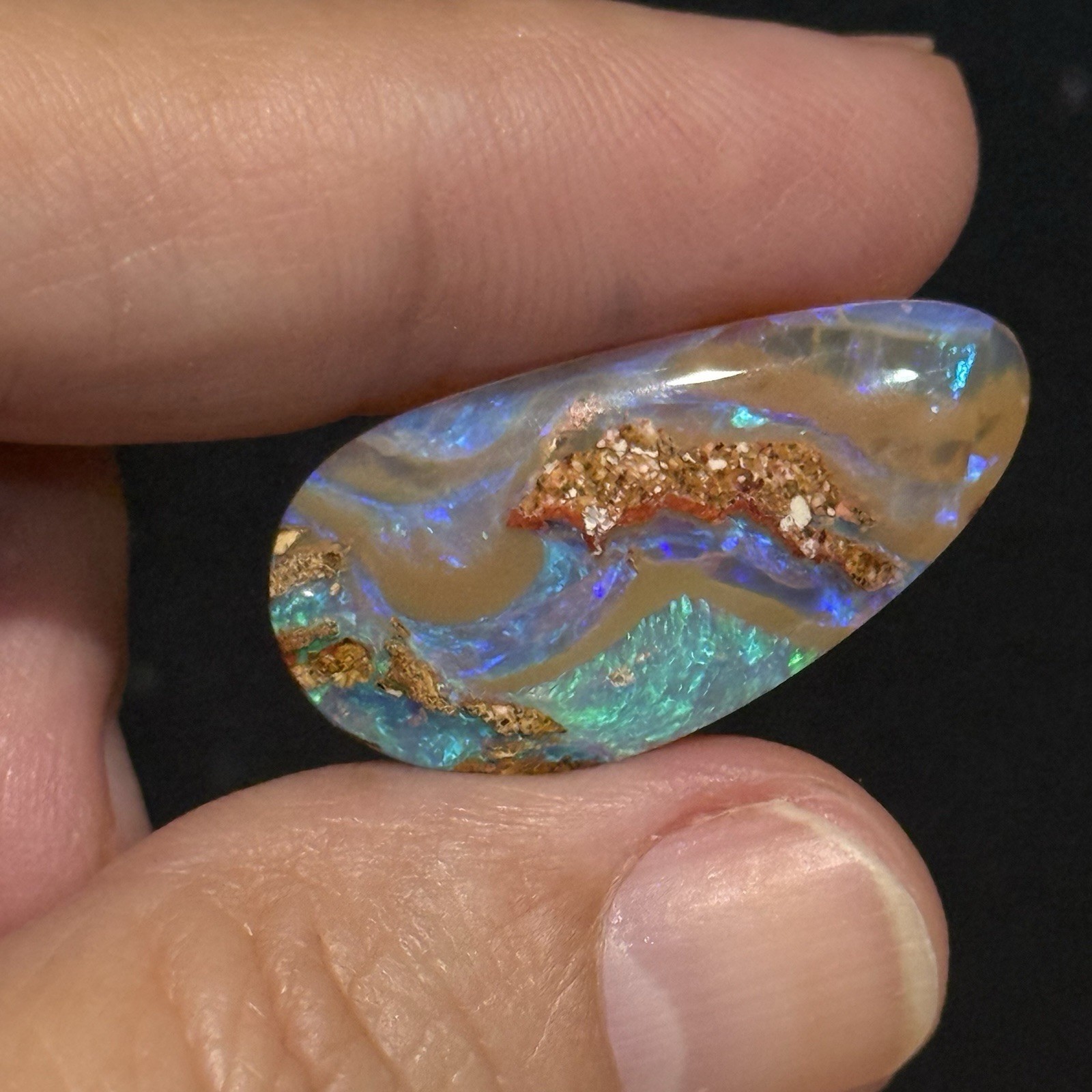 12.6ct 28.65×14.3×4.7mm Crystal Pipe Australian Boulder Opal Cabochon Gem