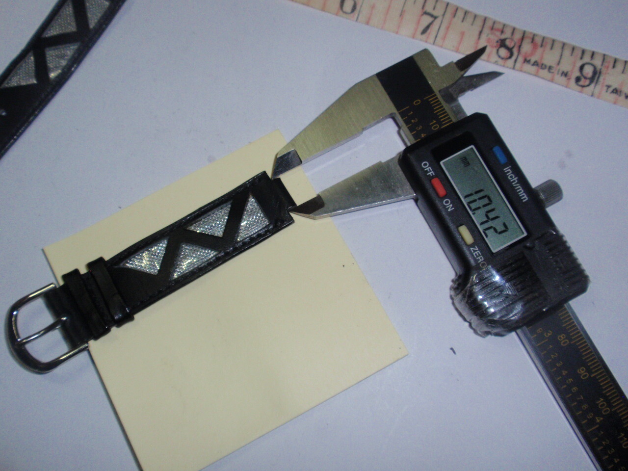 10mm Hook End ~8″Long Black Leather Watch Band Width 18mm GoldTone Clasp #HB 203