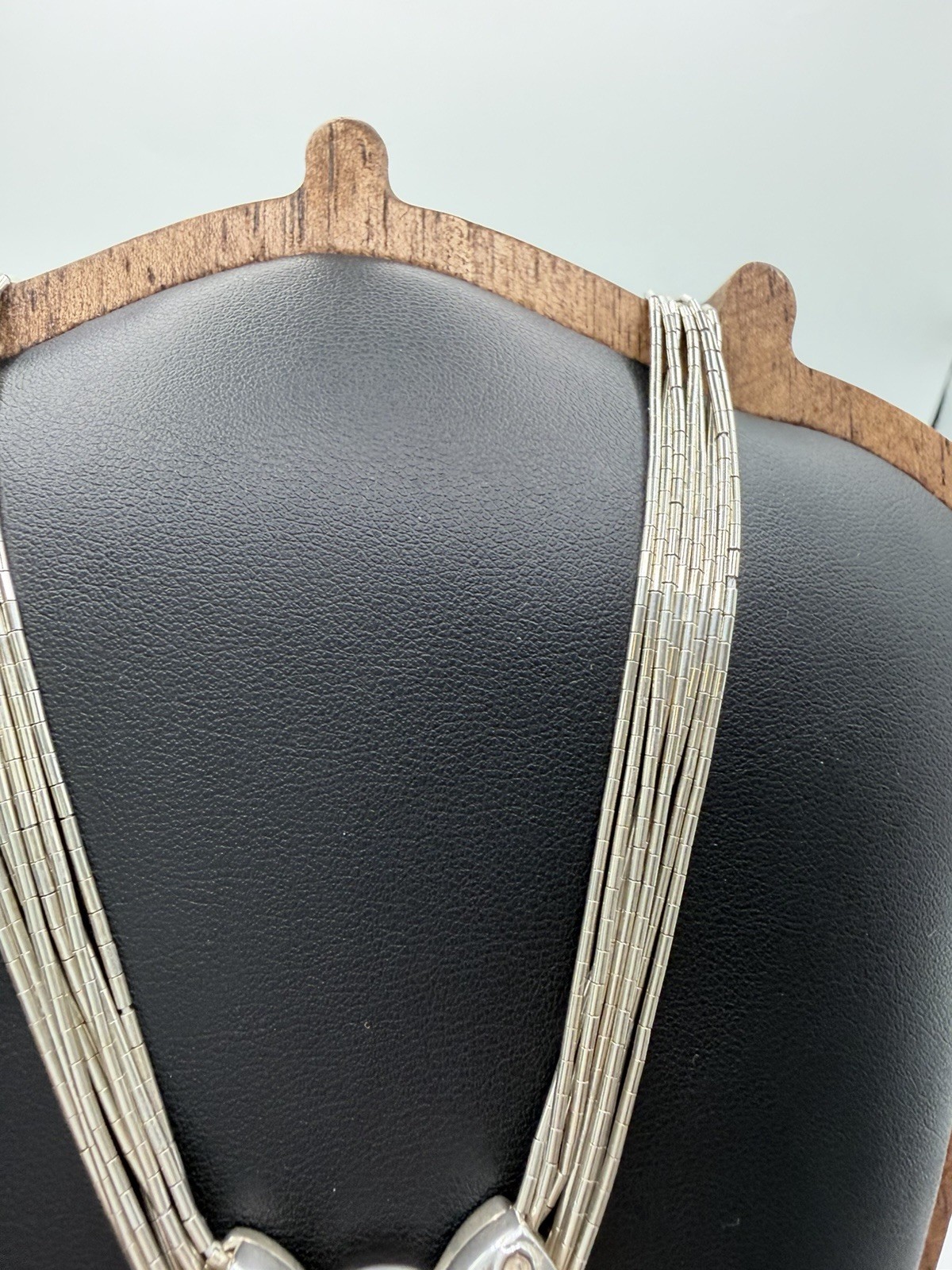 Signed S 925 Sterling Silver 8 Strand Liquid Silver Heart Necklace 17in+3in