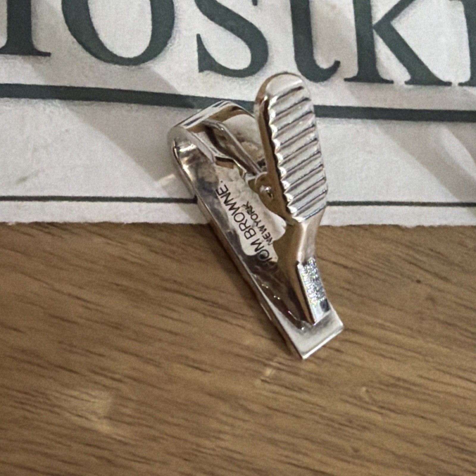 Thom Browne Sterling Silver Enamel Stripe Short Tie Bar MZT002B MSRP $450