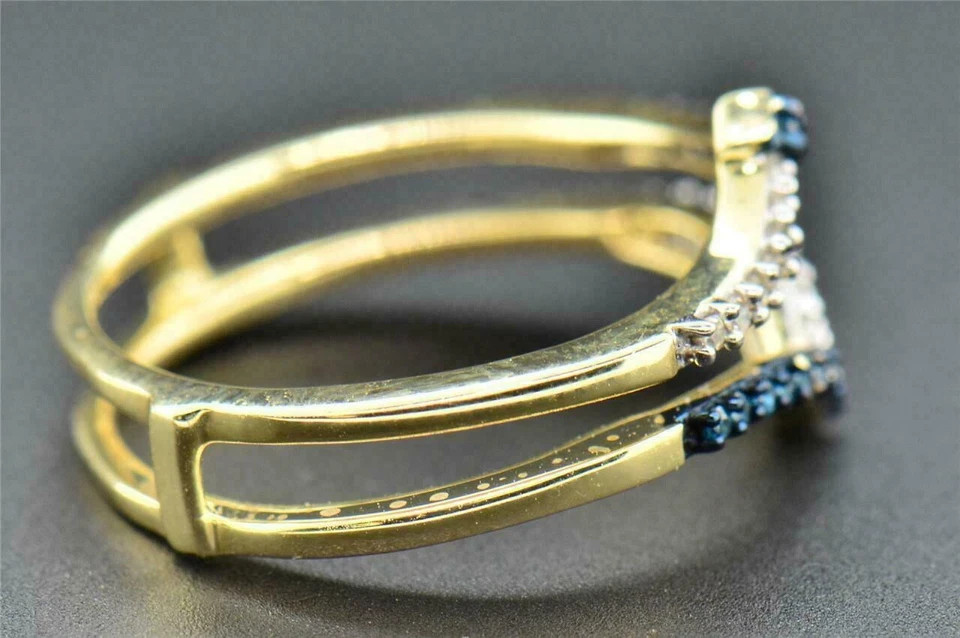0.20Ct Lab Created Blue Topaz Wedding Enhancer Wrap Ring 14K Yellow Gold Finish