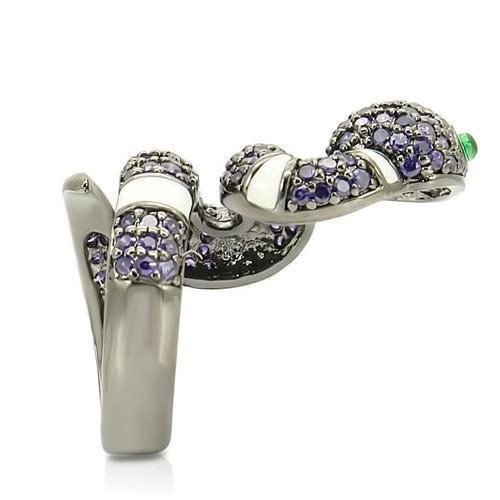 0W184 – Ruthenium Brass Ring with AAA Grade CZ in Multi Color
