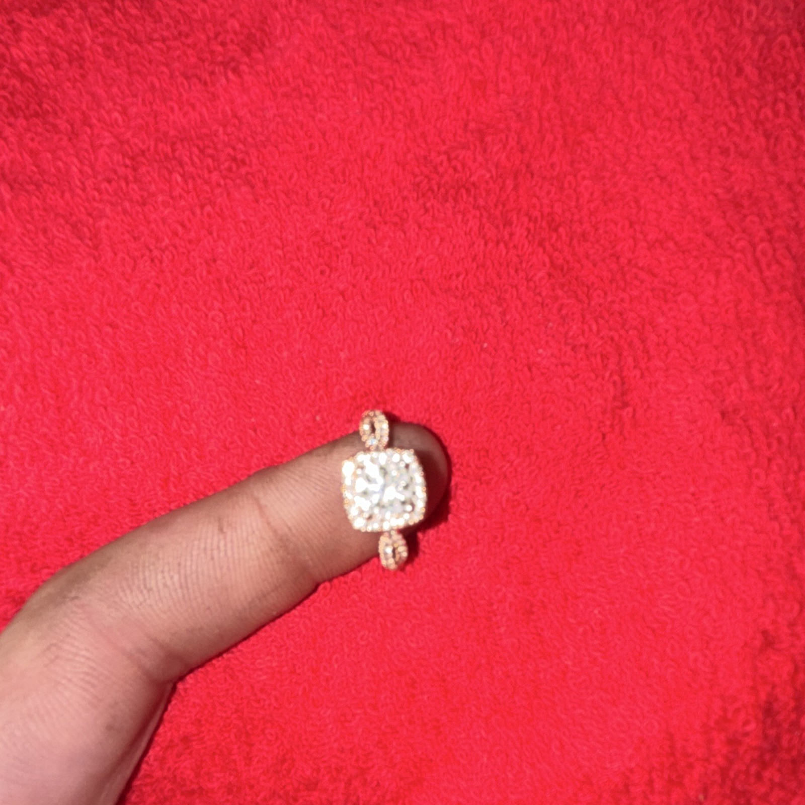 14k White Gold Cushion White/Colorless Diamond Cluster Cocktail Ring Size 7