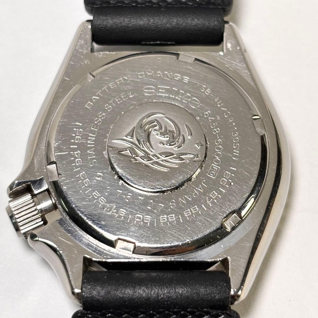 SEIKO 6458-6000 Diver 150m Quartz Watch Black 1983 New Battery Strap