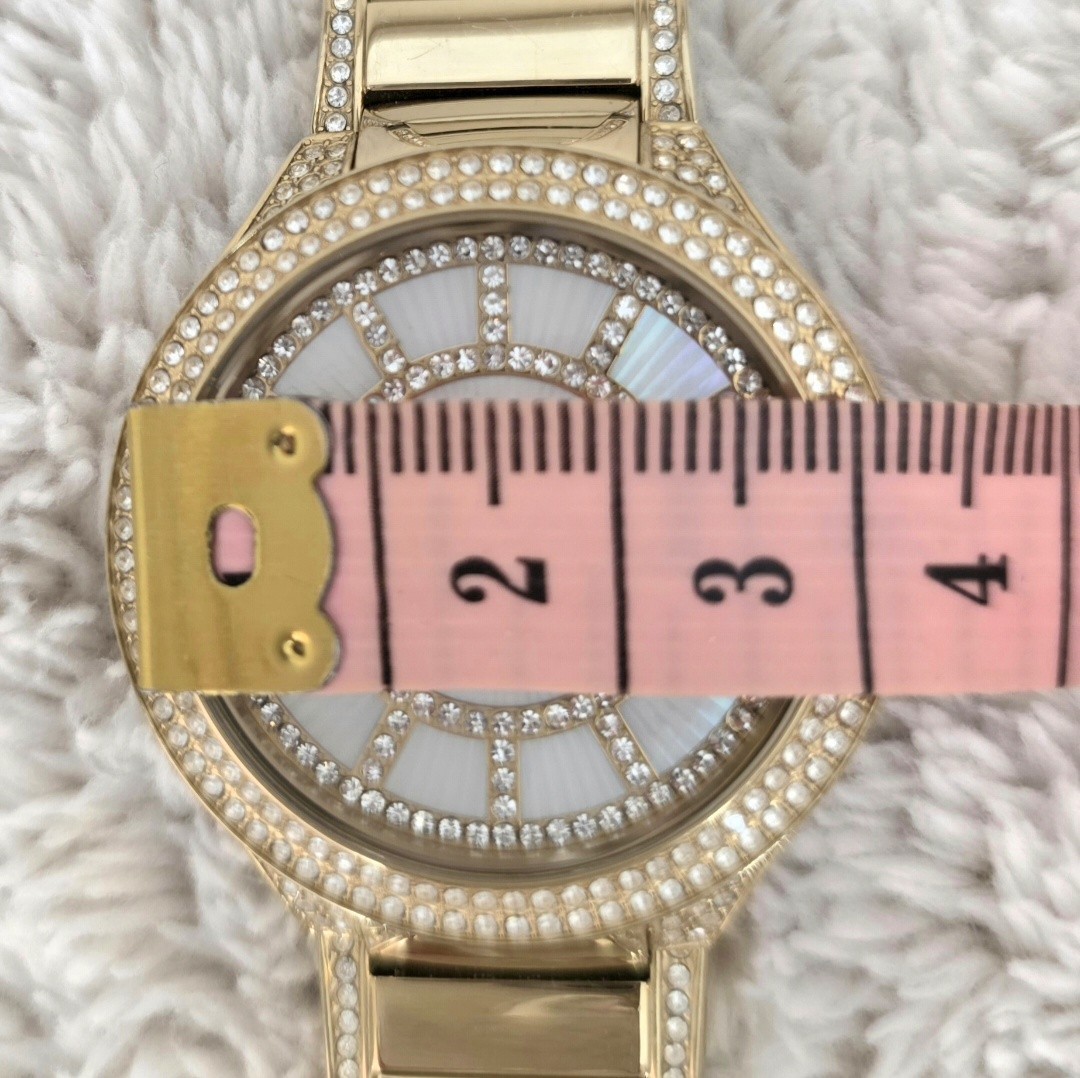 Michael Kors Gold Tone Crystal Pave Mother of Pearl MK Bracelet Watch