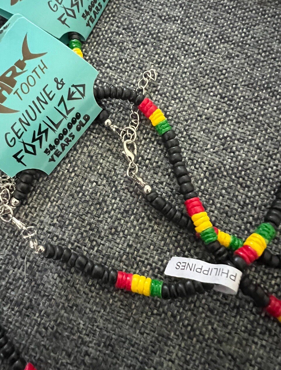 Lot Of 8 Shark teeth necklace Jamaica rasta Tooth Genuine Fósil