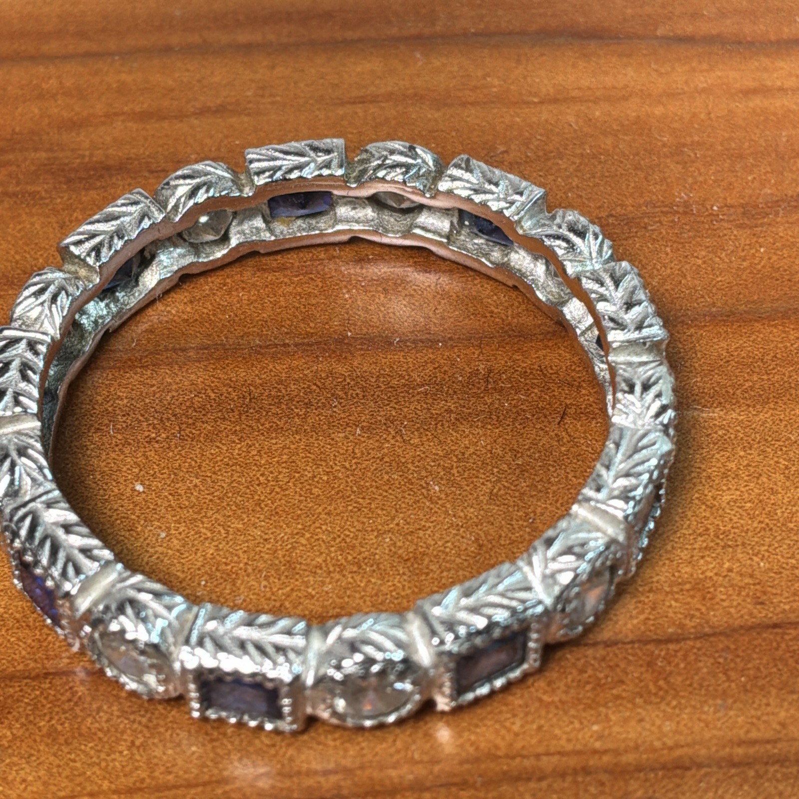 Sterling Silver Baguette Sapphire Tested Wedding Lab Created Ring Size 9