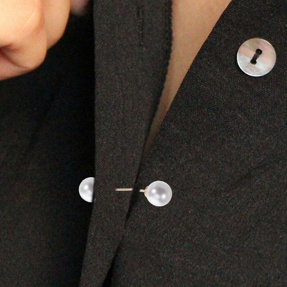 8Pcs White Zinc Alloy Safety Pins Stylish Bead Brooches for Clothing