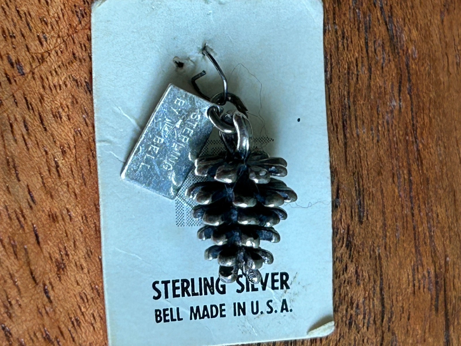 Vintage SS Fred Harvey Era Bell Pinecone Charm Original Card Sequoia Nat’l Park