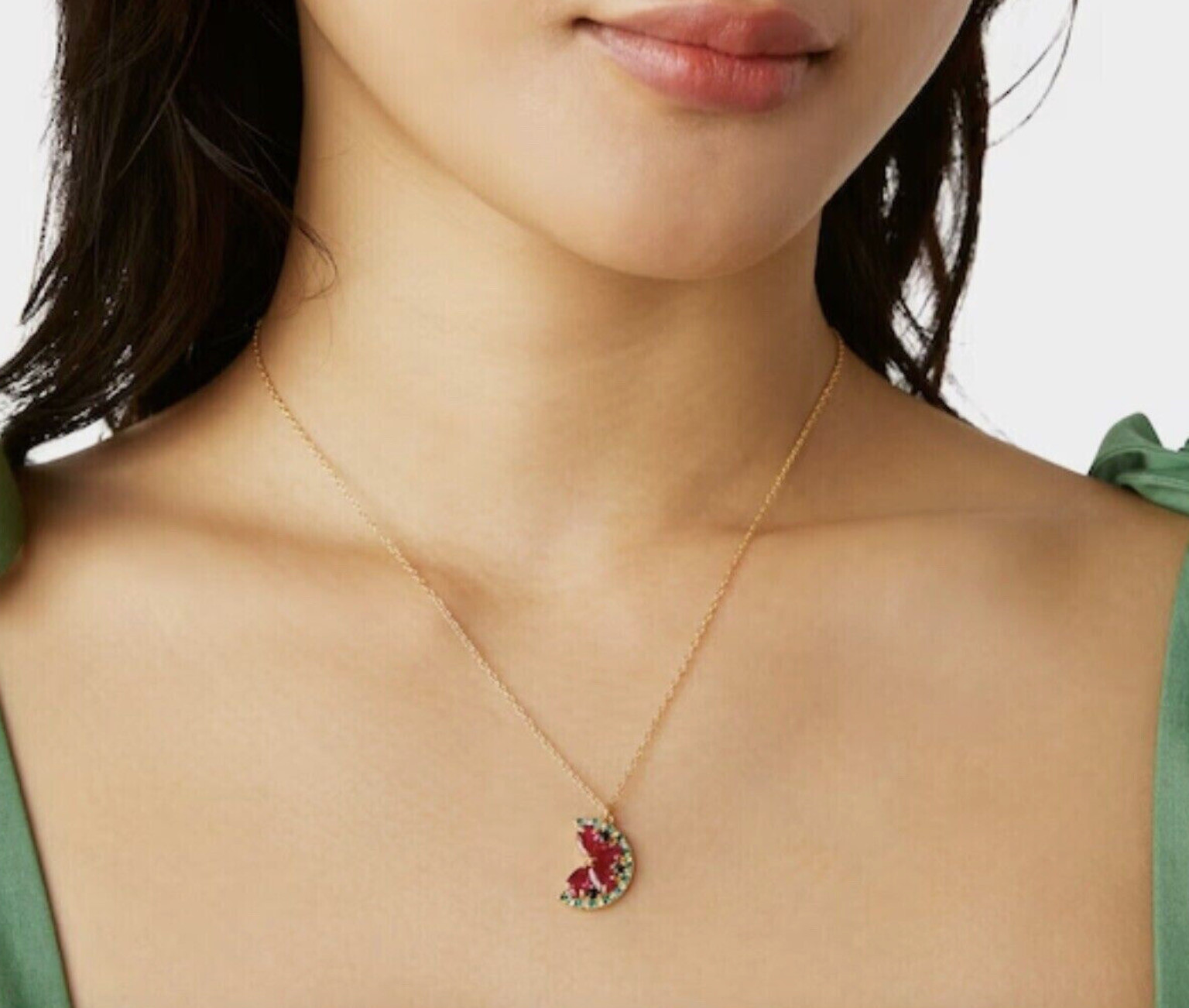 NEW Kate Spade Watermelon Crystal Necklace Pendant Pink Gold KC752 w/ Receipt