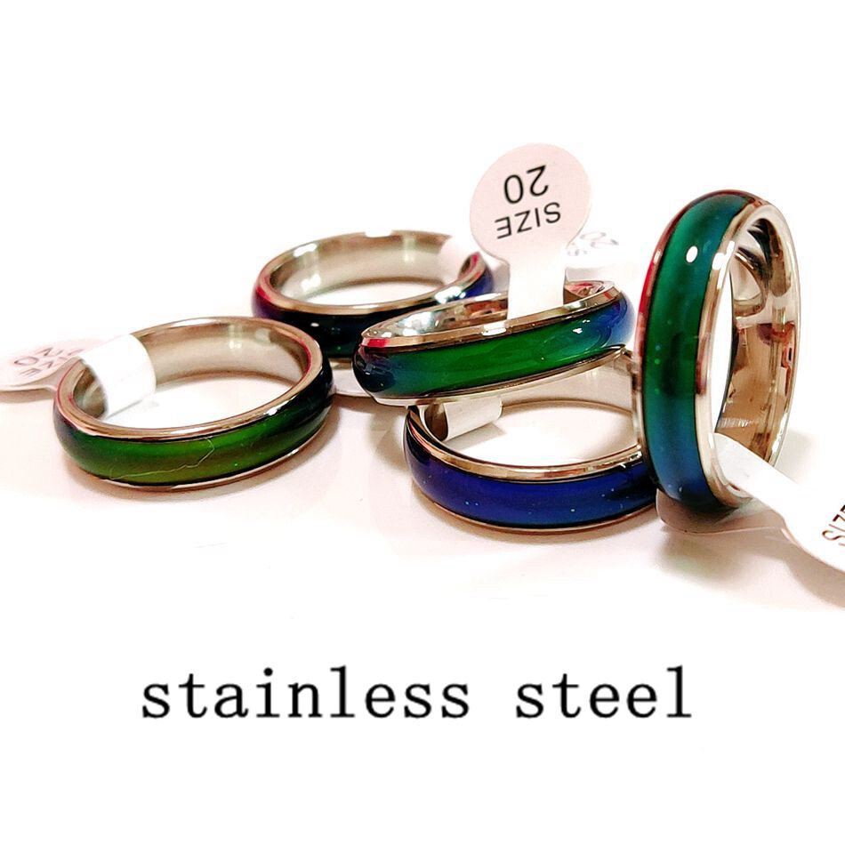 Wholesale 20pcs Stainless Steel Mood Ring Men’s Women’s Color Changing Rings 6mm