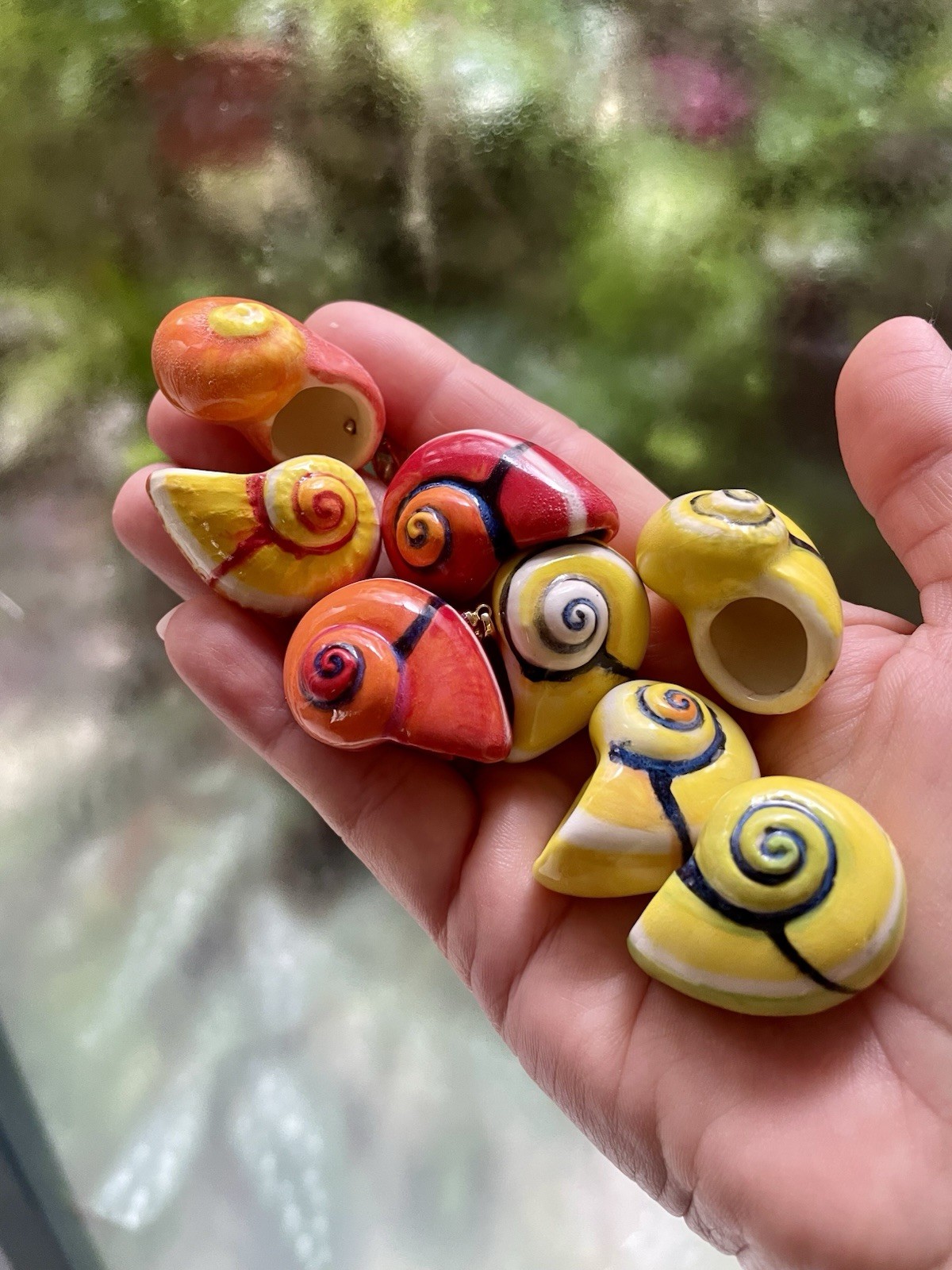 Handmade Ceramic Pendant Jewelry. Unique piece. Tangerine