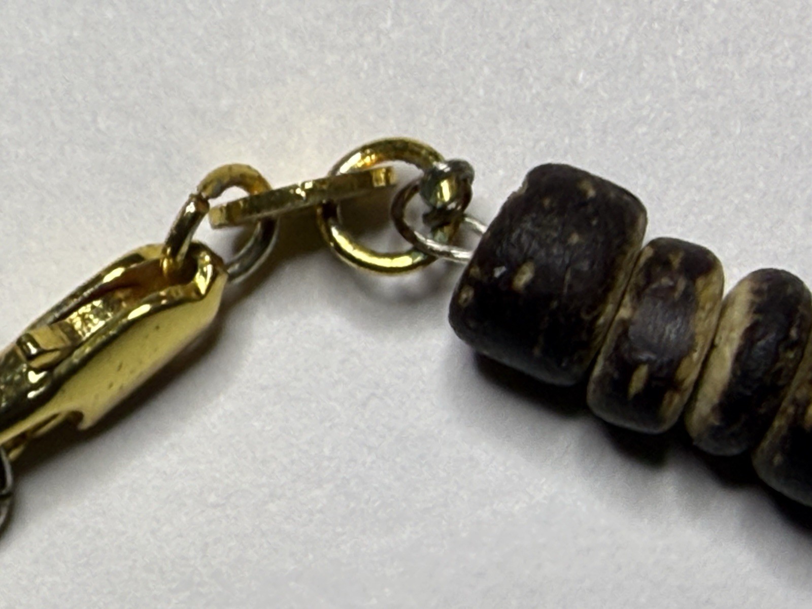 Vintage Natural Organic Heishi Disc Bead Surfer Bracelet 18K GF Clasp 7.5″