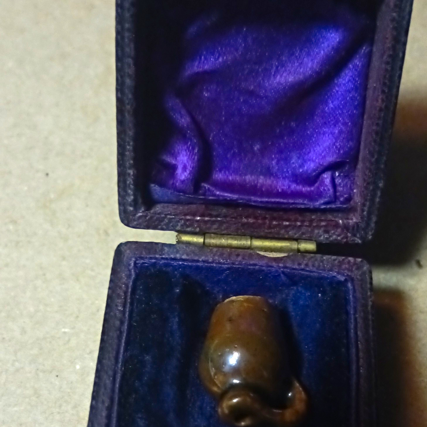 Antique Leather Ring Box Customized For The Little Brown Jug. One Of A Kind