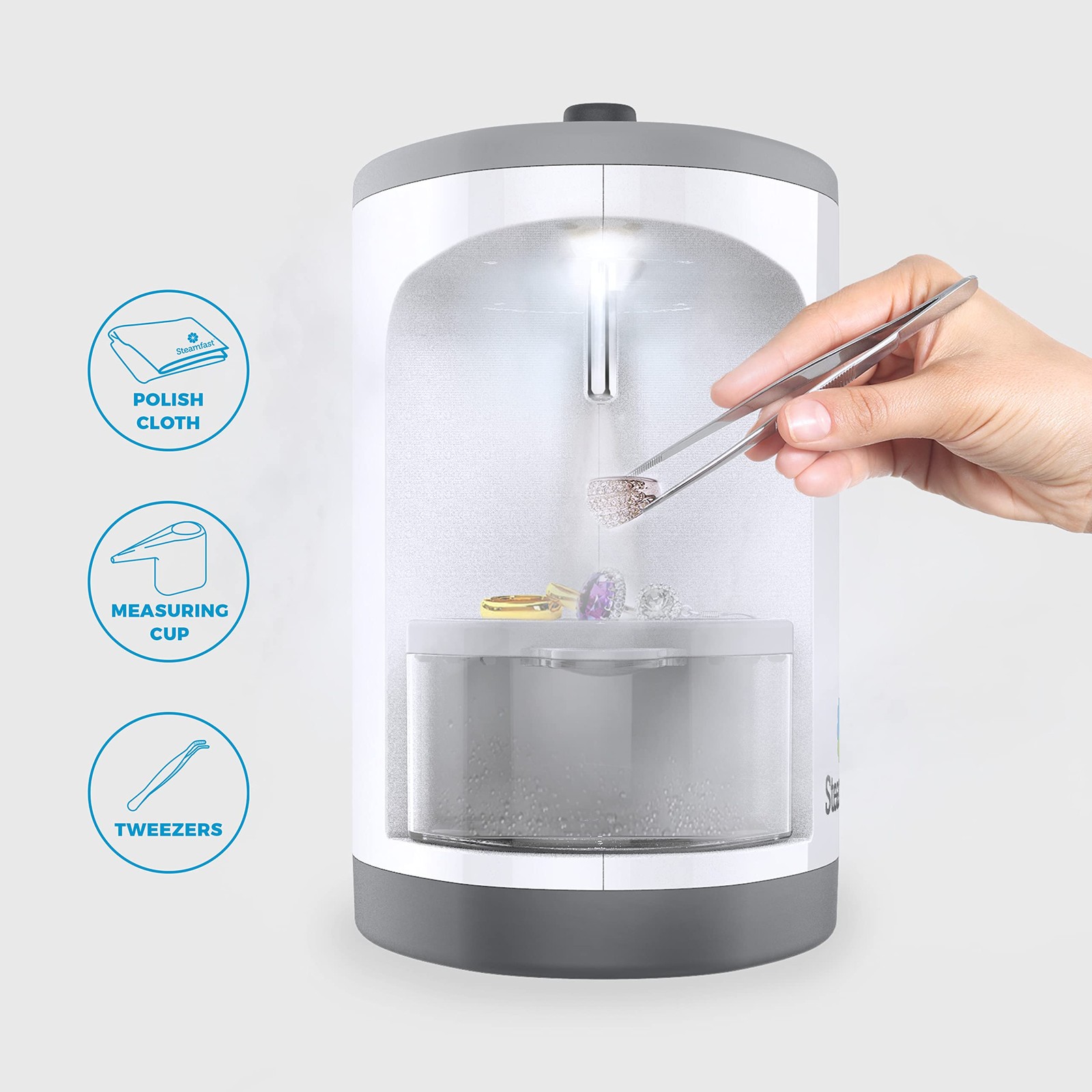 SF-1000 JULE Steam Jewelry Cleaner, LED Lighting, Chemical Free, 15 Minute Ru…