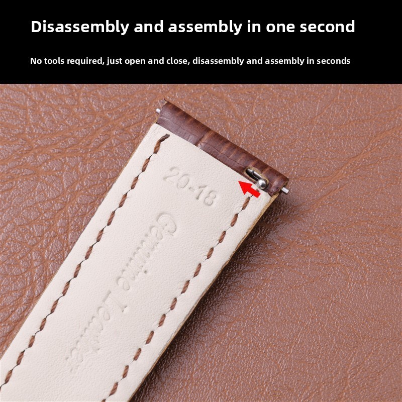 Premium Crocodile Grain Genuine Leather Watch Strap Butterfly Buckle Band12-24mm