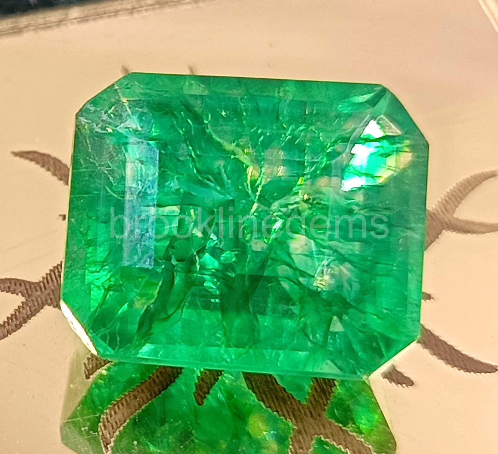 Natural Green Emerald 11.40 Ct Zambia Emerald Cut EGL Loose Gemstone 5ARP