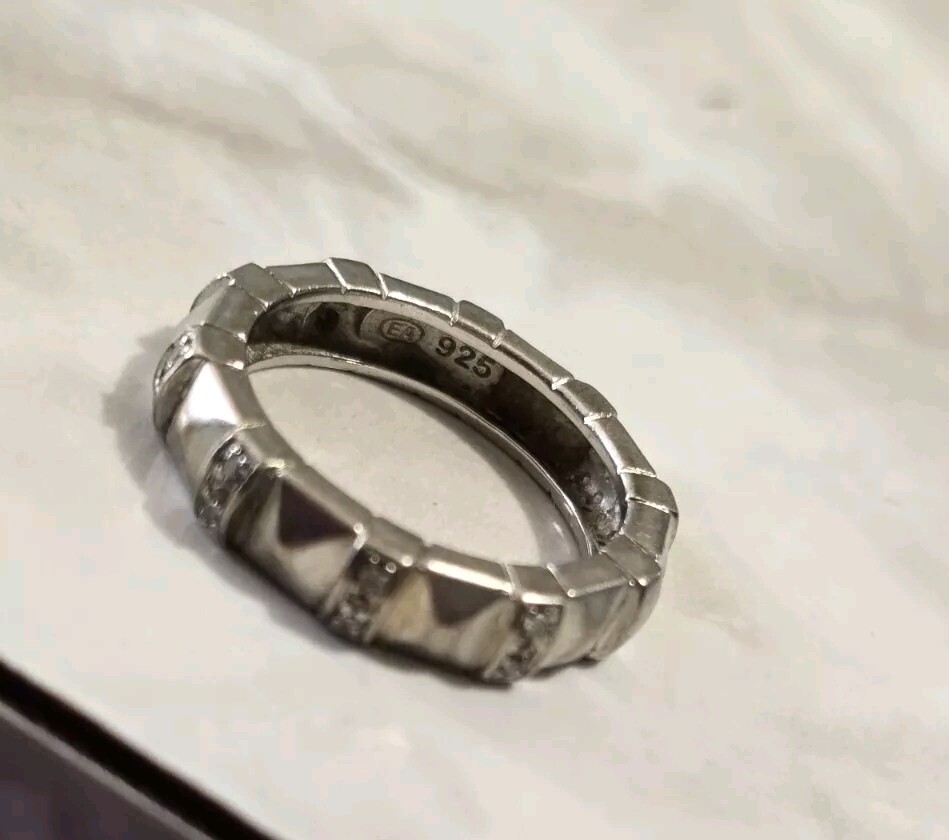 Ross Simons Sterling silver Thick Diamond Band Ring EA