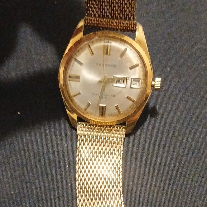 Helbros Selfwinding Men’s Auto Day/Date Gold Tone 10k GF Working Order