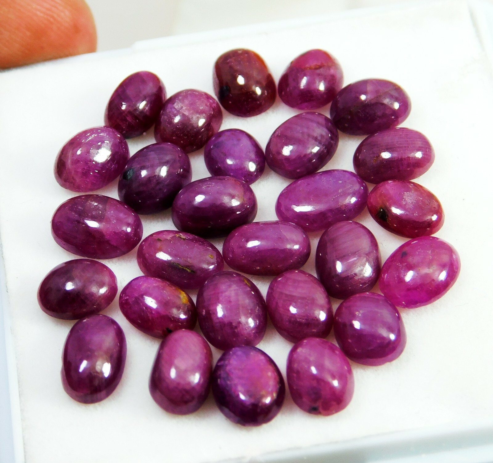 4PC NATURAL RED AFRICAN RUBY OVAL LOOSE CABOCHON LOT 7X5mm 5.75CTW