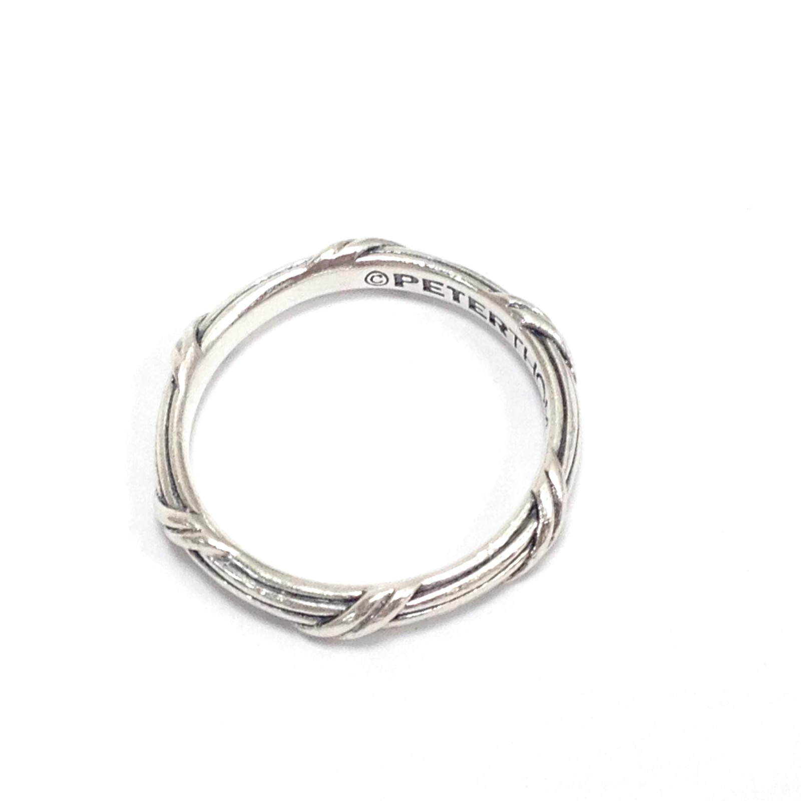Peter Thomas Roth Sterling Silver Ribbon & Reed 3.5mm Signature Band Ring Sz 10