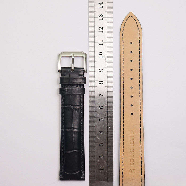 Extra Long Genuine Leather Watch Band Strap Mens Crocodile Grain Cowhide 12-24mm