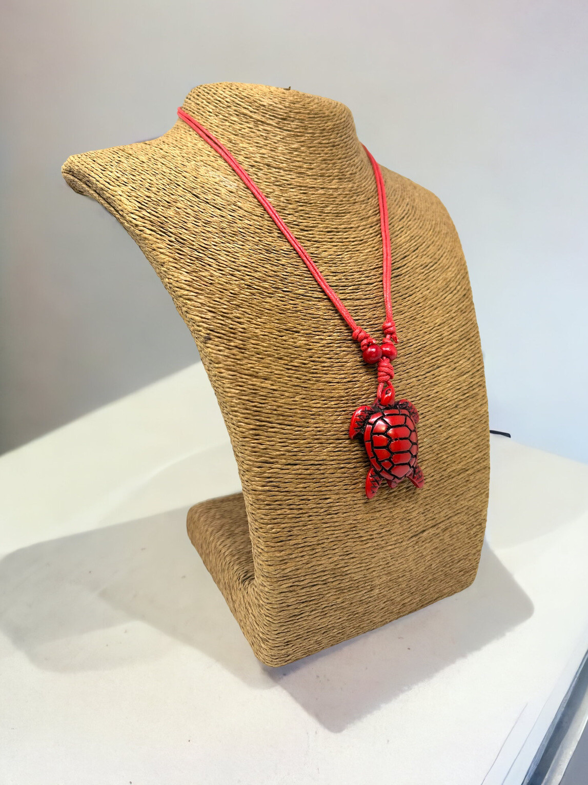 Red Turtle Necklace Red Turtle Pendant with Adjustable Red Cord Sea Turtle