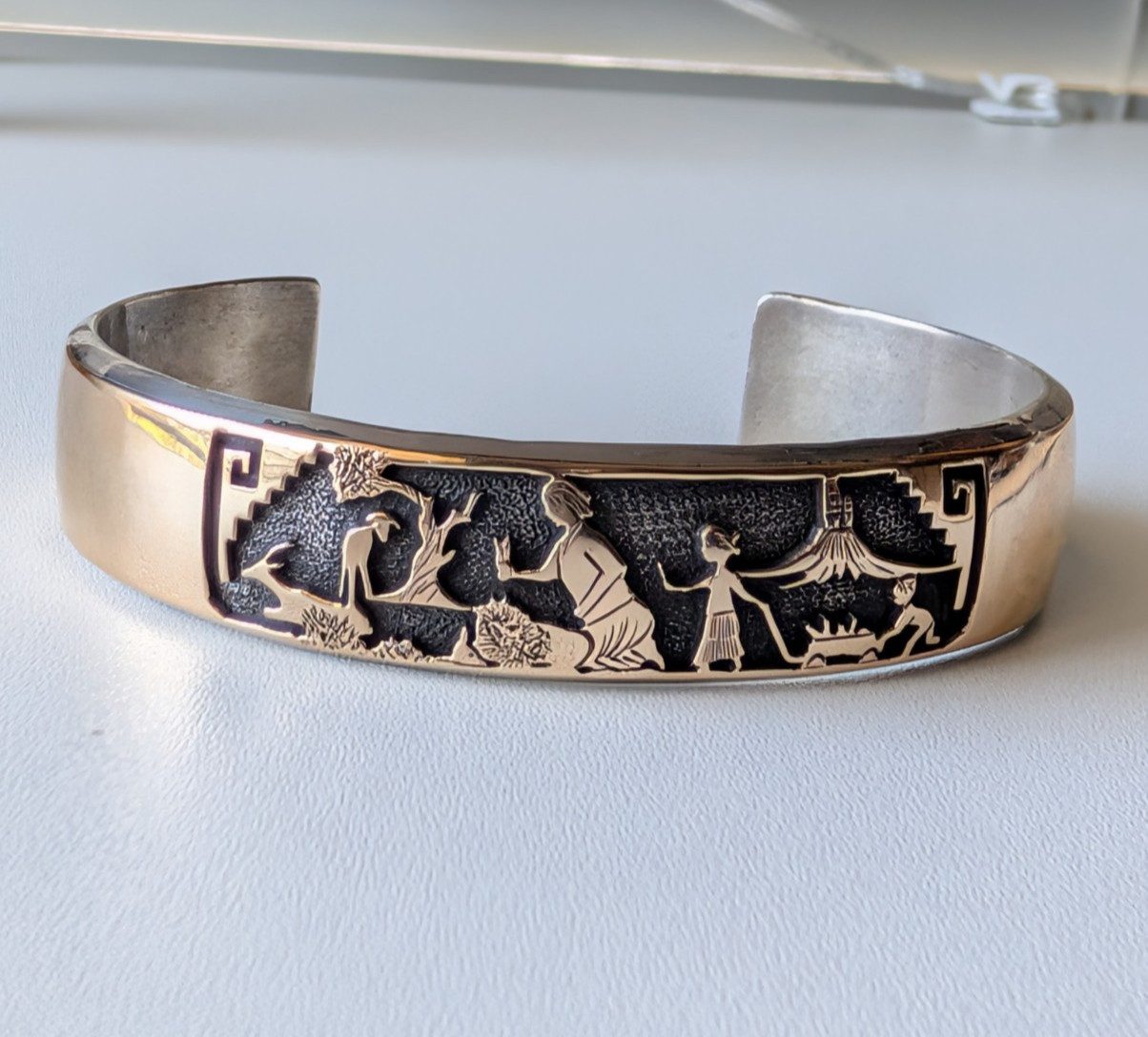 Vintage Hyson Craig 14k Gold & Sterling Navajo Cuff – 45 grams
