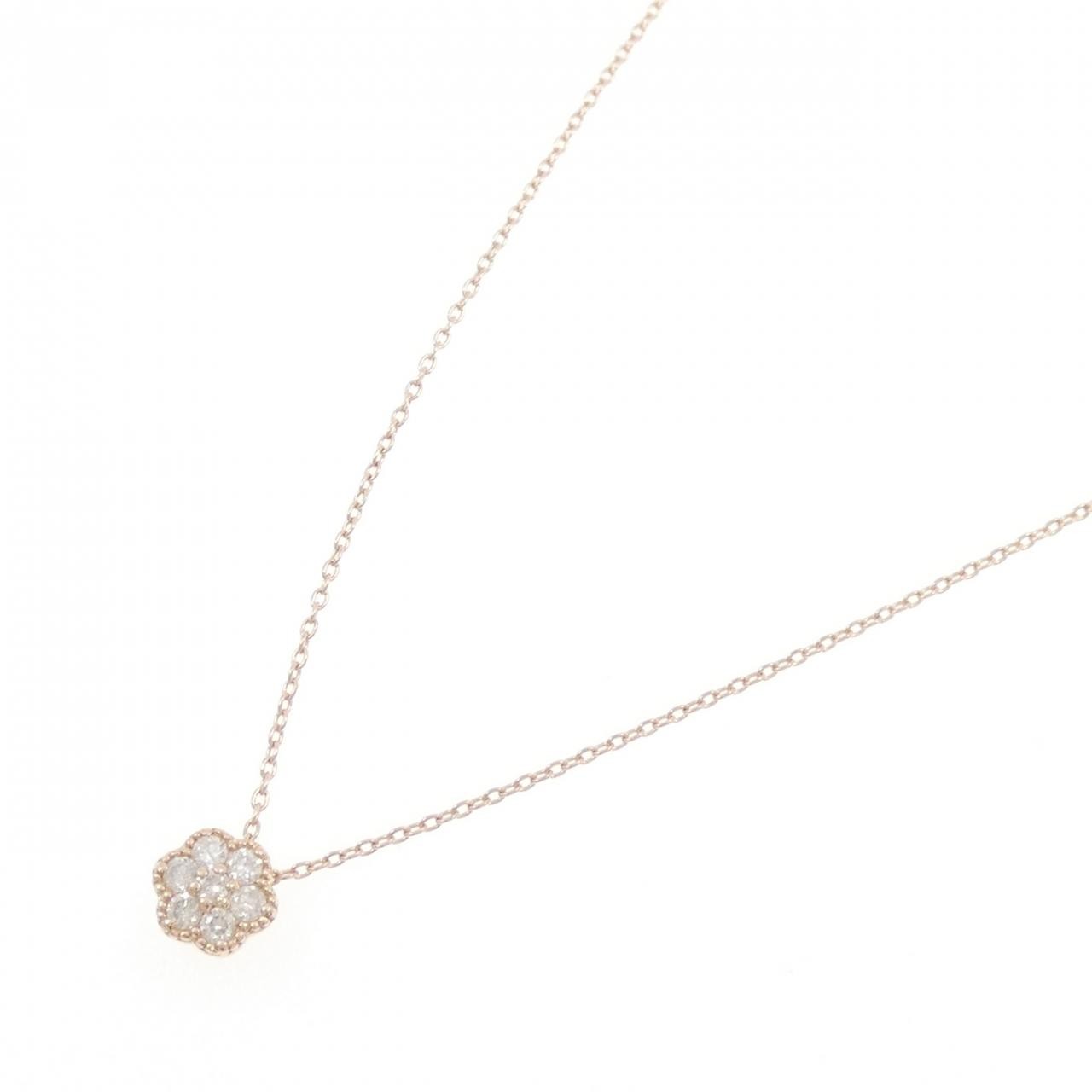Authentic K10PG Flower Diamond Necklace 0.16CT #270-004-210-6835