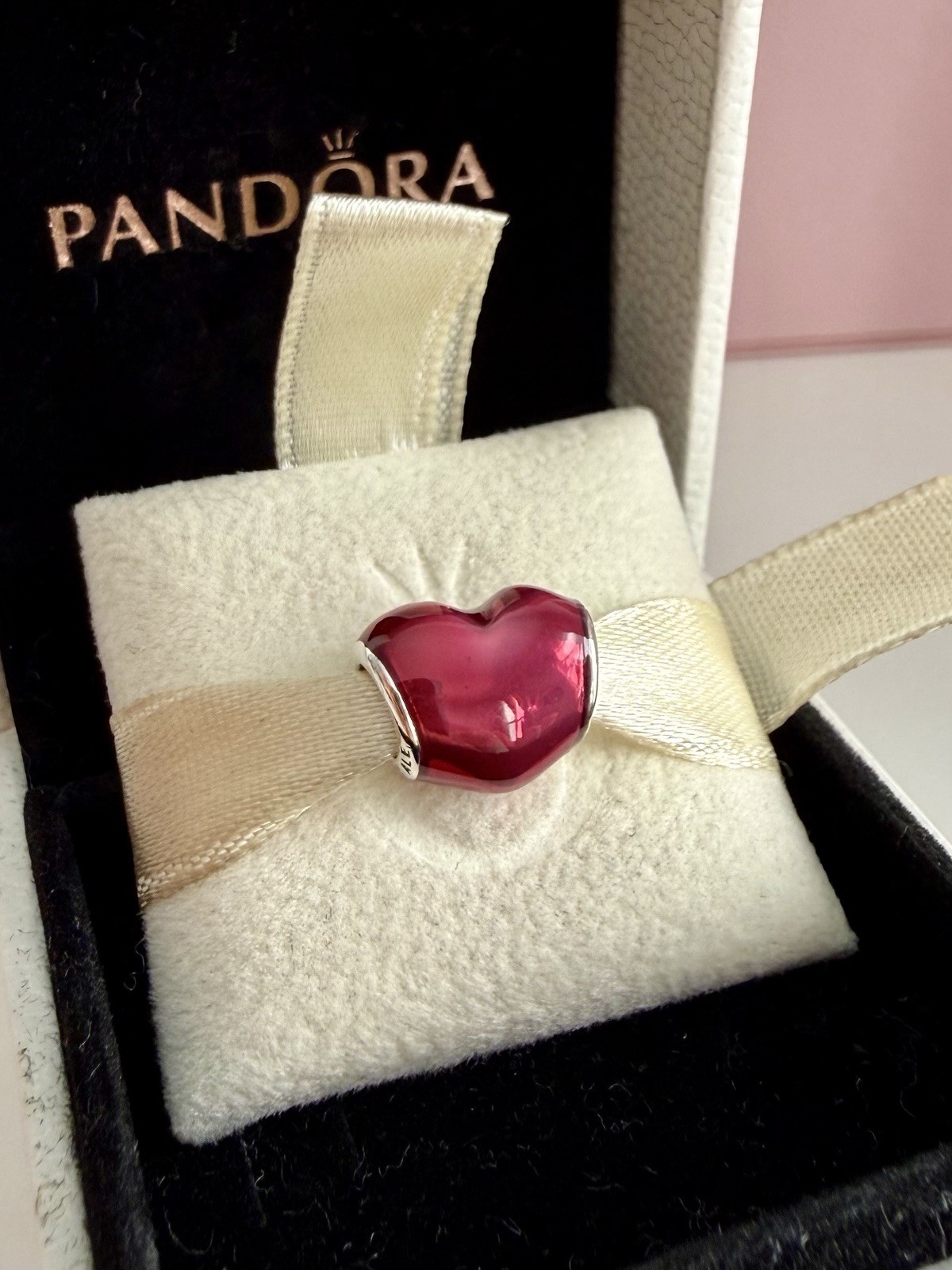 Pandora SSilver In My Heart, Fuschia Enamel Charm Valentine#791814EN62 Authentic