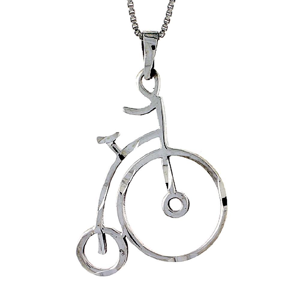 Sterling Silver Bicycle Pendant / Charm, Italian Box Chain