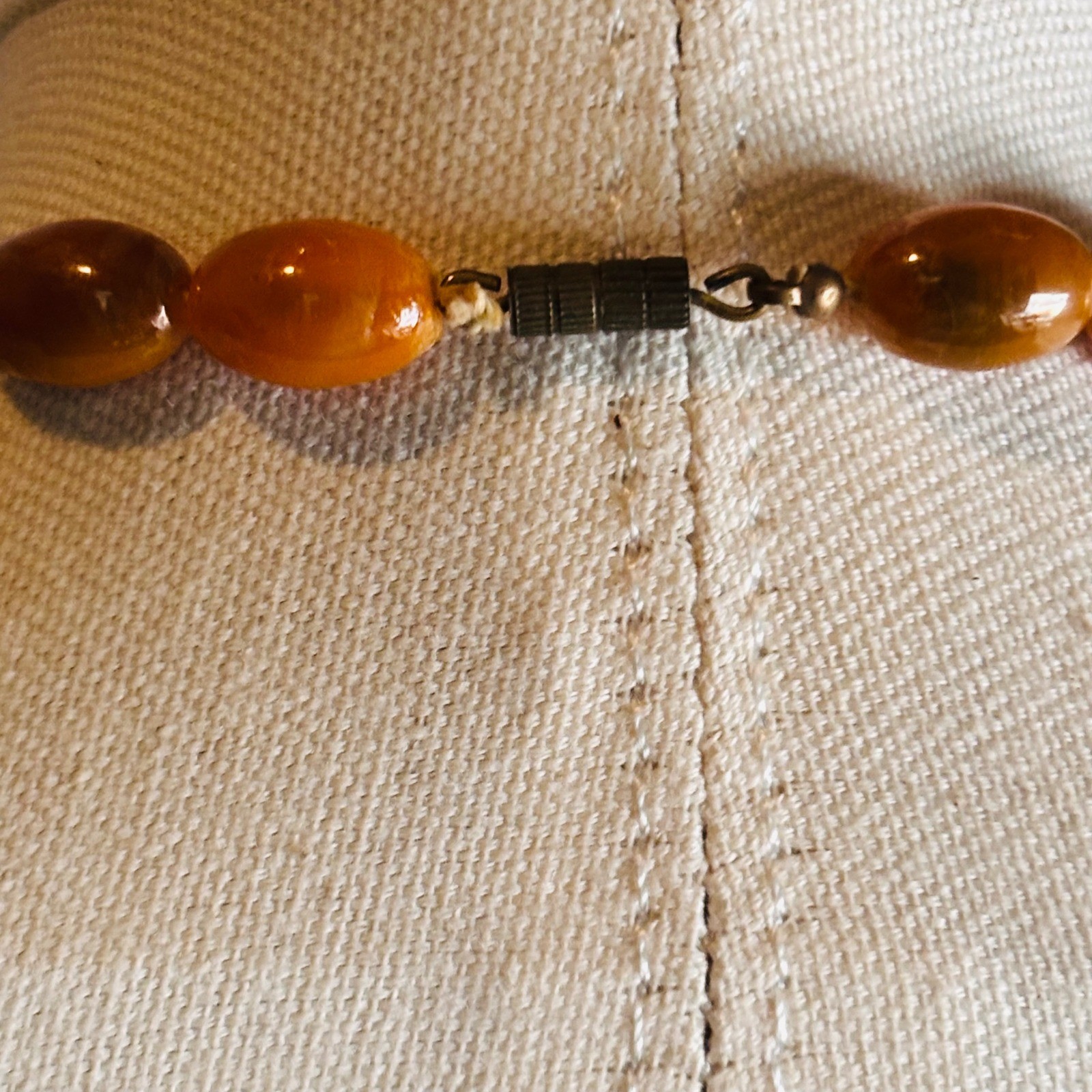 Vintage Faux Amber Graduated Bead Necklace Honey Cognac Marbled Statement 24 In