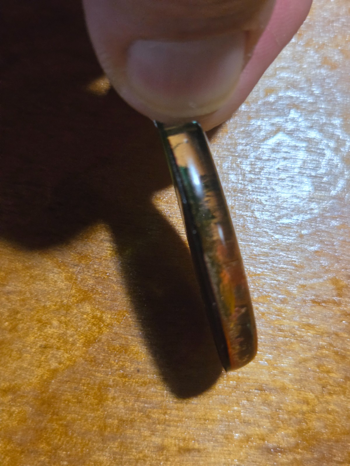 OOAK Green Copper Spiral Resin Teardrop Pendant Handmade N116