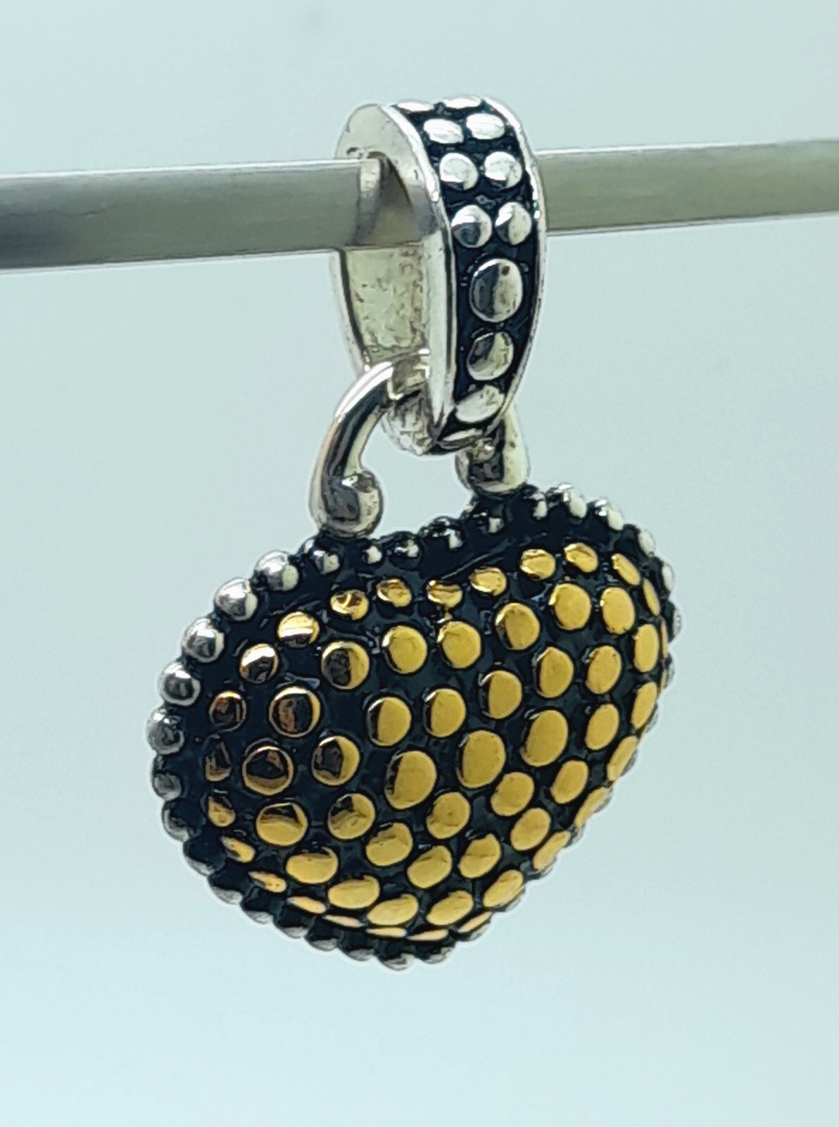 Vintage heart shape black & Silver & gold Dots Texture fashion jewelry Pendant 7