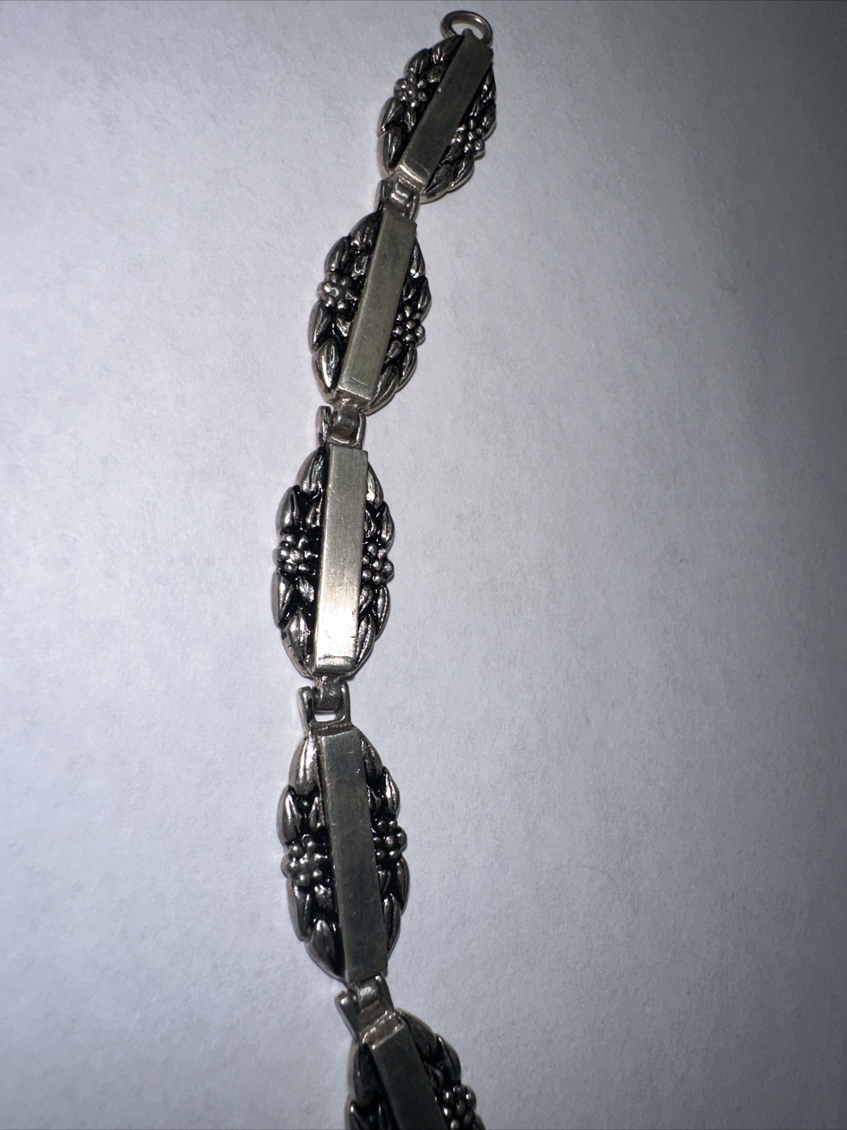 vintage JCF Bracelet – Retro Sterling Silver Flower Engraved Names –