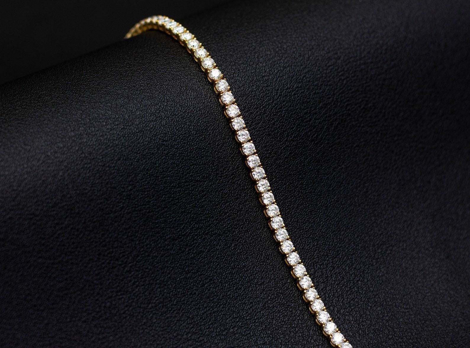 Christmas Gift Sale ! Round Natural Diamond Tennis Bracelet In 14k Yellow Gold