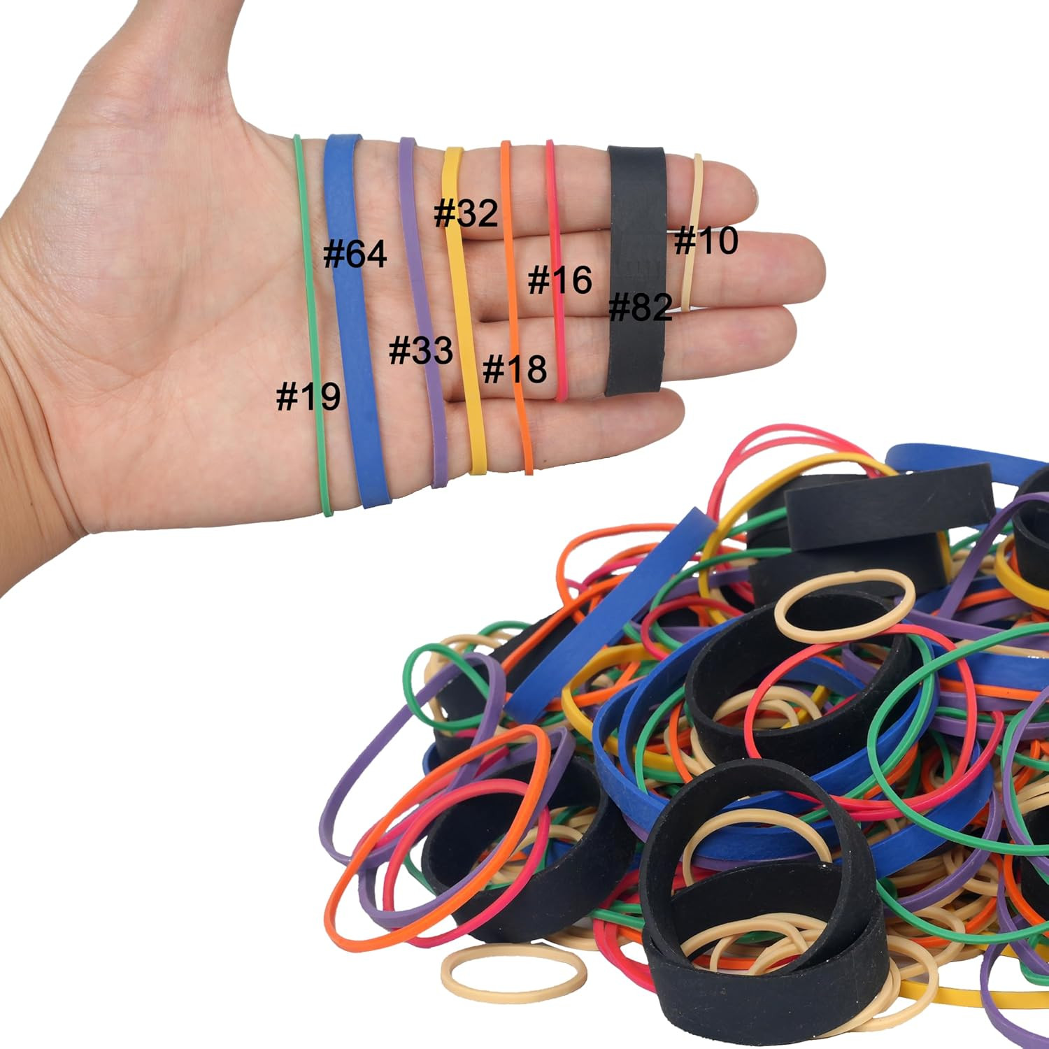 Rubber Bands Assorted Sizes Elastic Rubber Bands Office Supplies 0.5Lbs | Heavy