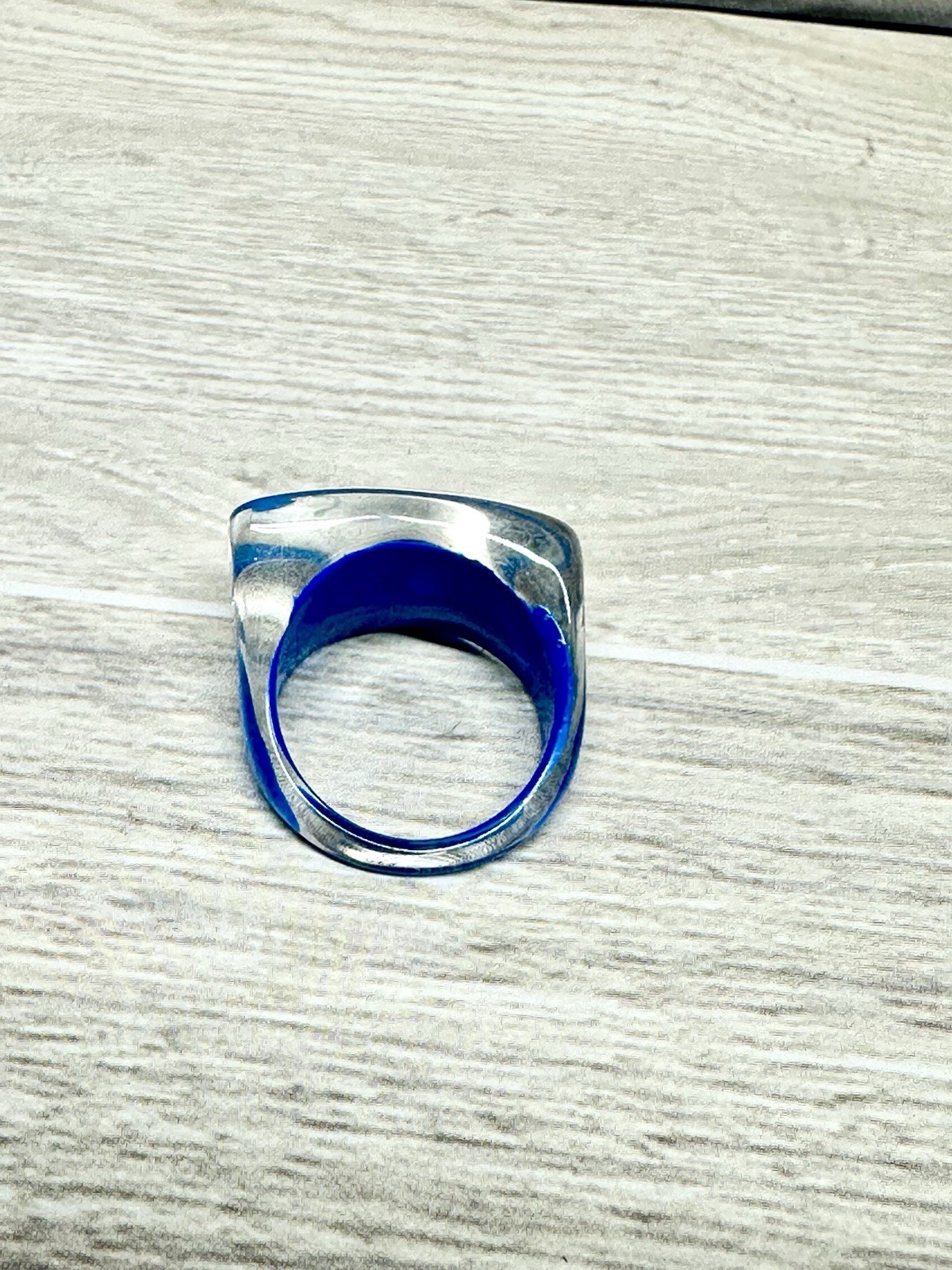 New Acrylic Lucite Blue White Green Ring Size 8