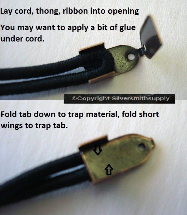 24 Copper plated foldover crimping thong lace end caps leather clasp end CFP104