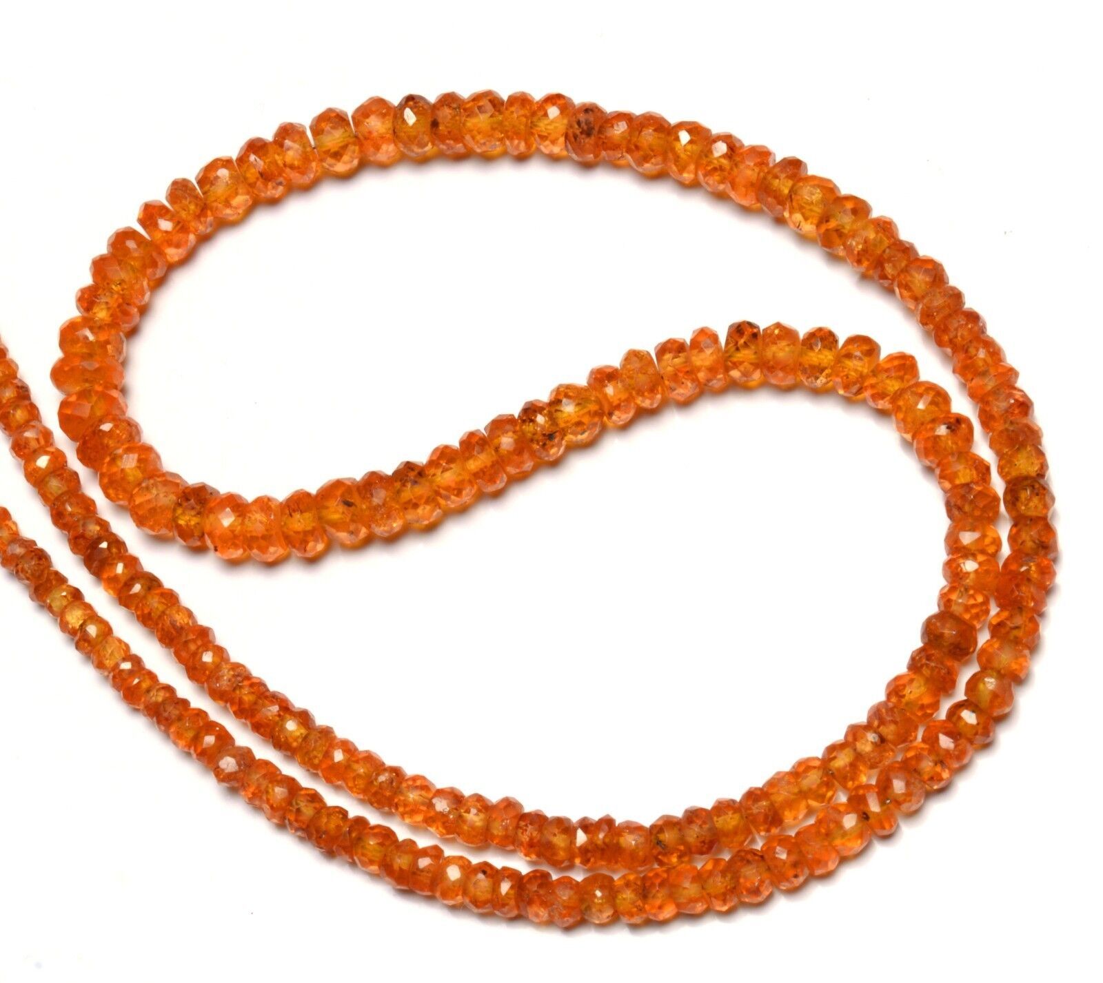 Natural Gem Orange Color Spessartine Garnet 3 to 5MM Faceted Beads Necklace 16″