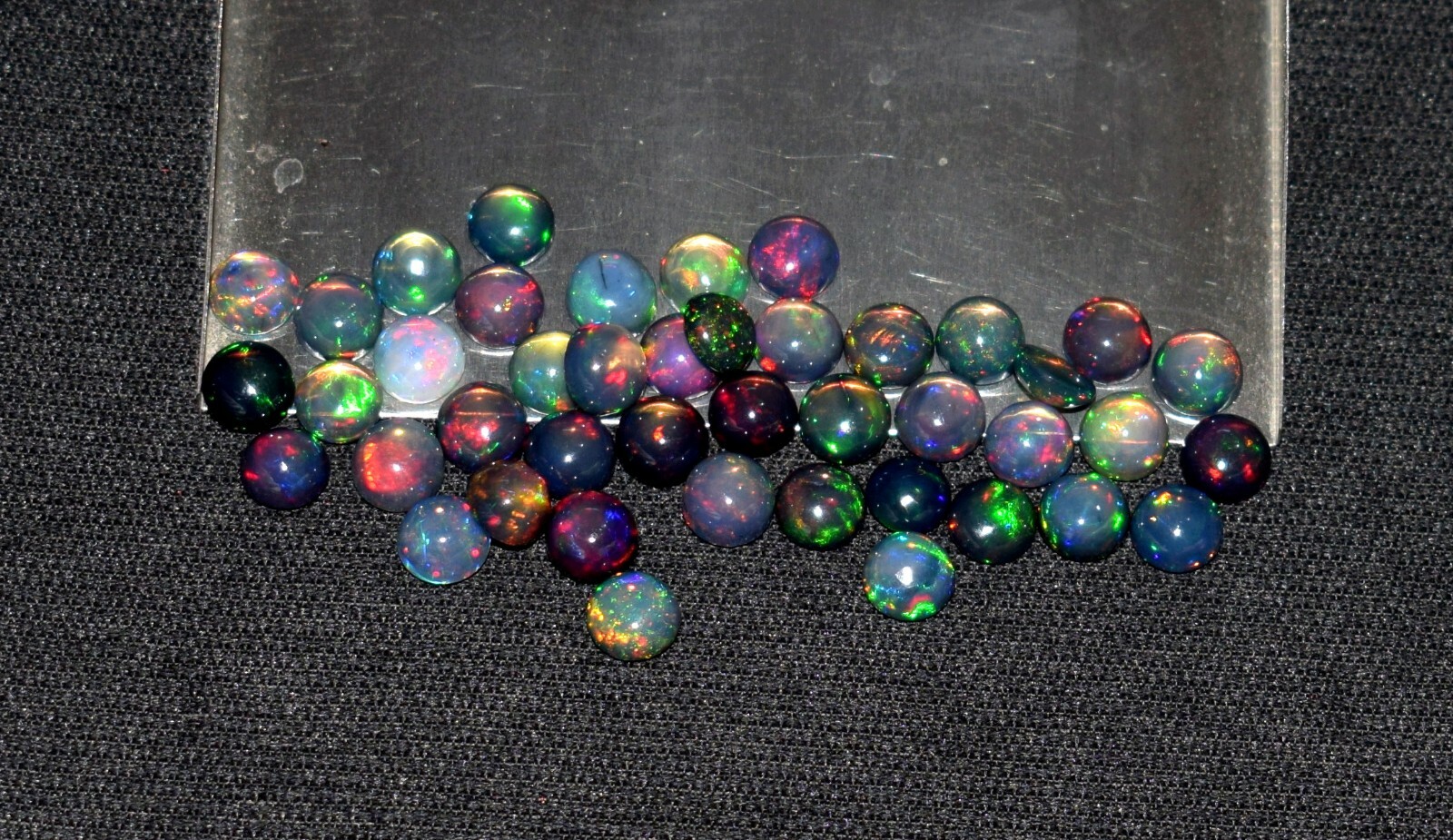 A+++ 3Pcs 6MM Round Natural Ethiopian Black Fire Opal Loose Gemstone Cabochon