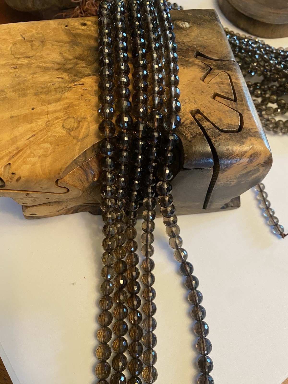 Natural Smoky Quartz Strand 15.5”