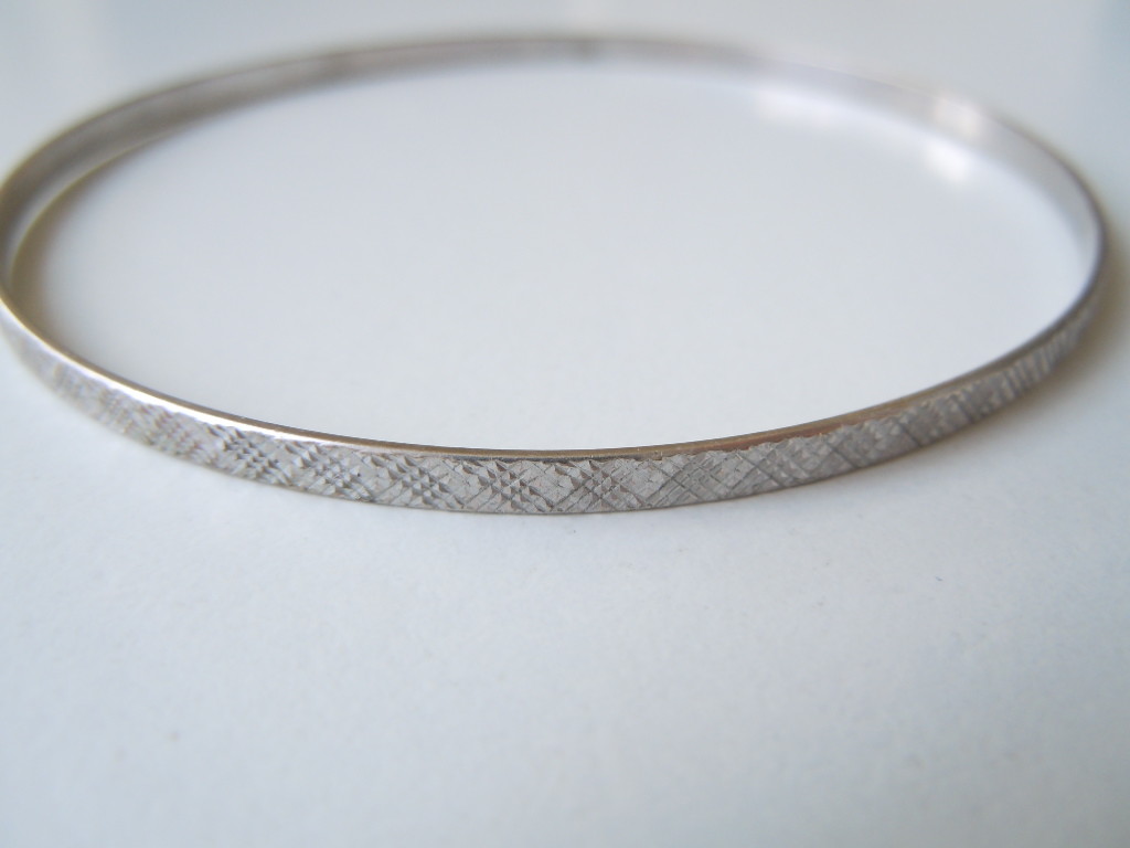 835 Silver Bangle Jewelry 4.5 G / Ø 6.6 Cm / Width 0.2 Cm