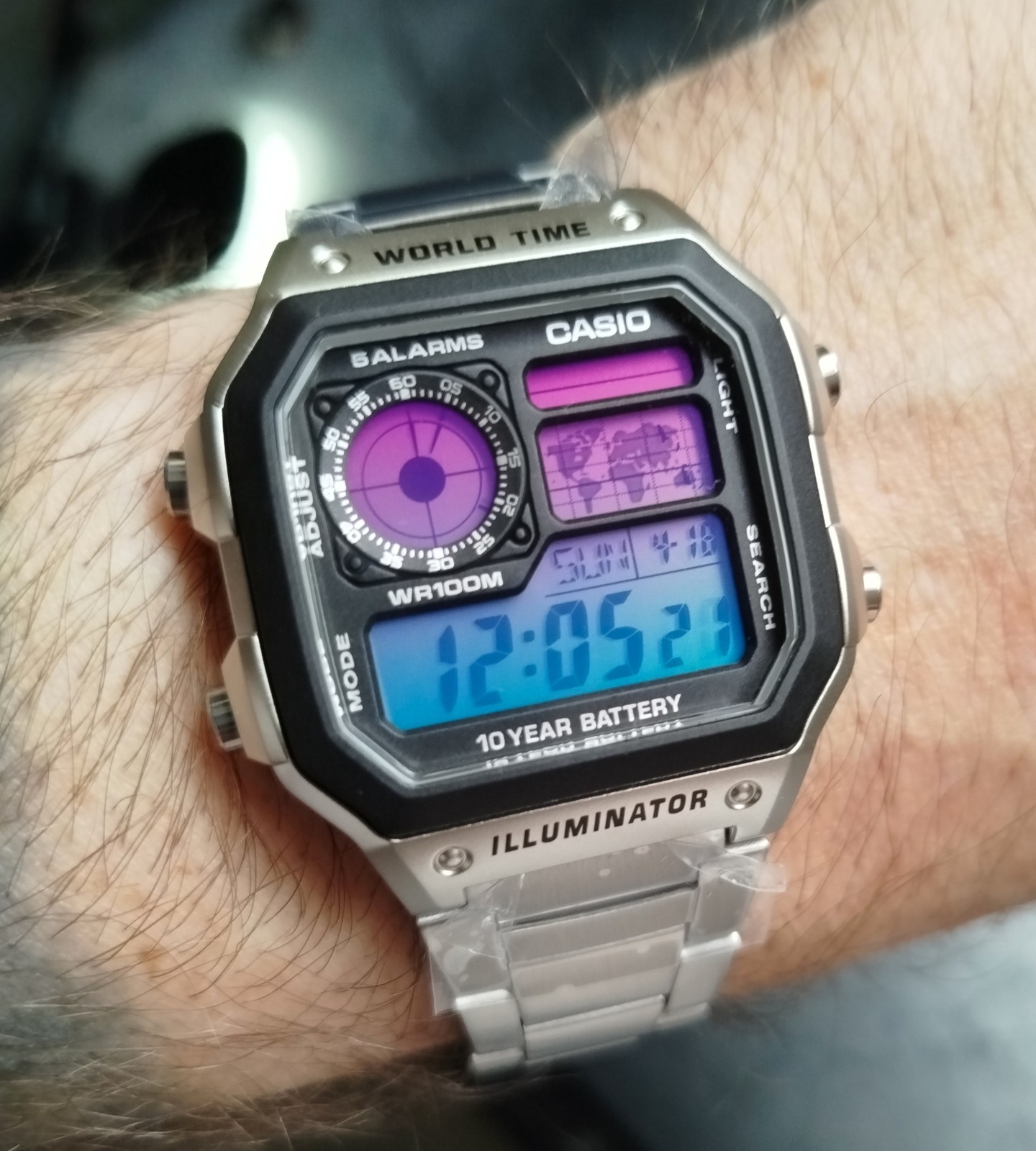 Genuine Casio AE1200 Custom Purple Blue Gradient World Time Watch